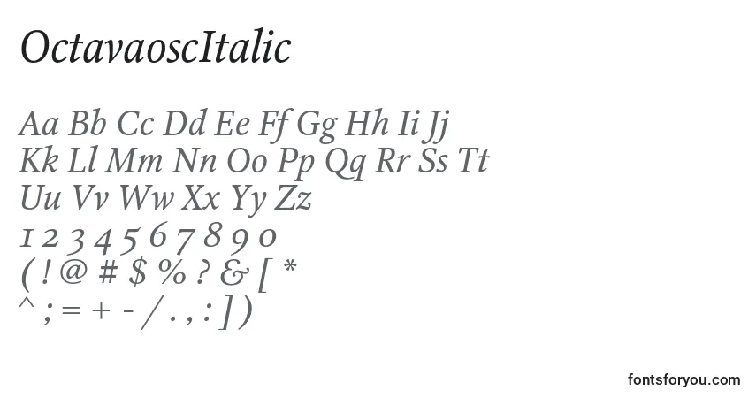 A fonte OctavaoscItalic – alfabeto, números, caracteres especiais