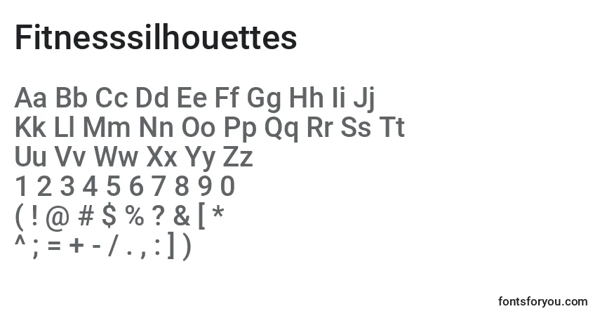 A fonte Fitnesssilhouettes – alfabeto, números, caracteres especiais