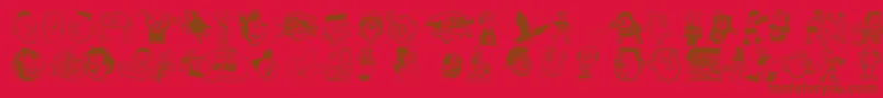 Toonsone-Schriftart – Braune Schriften auf rotem Hintergrund