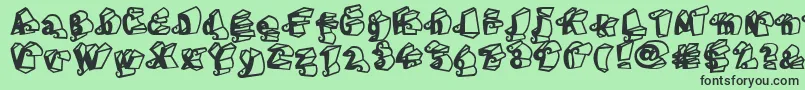 LinotypeHenriDimensions-fontti – mustat fontit vihreällä taustalla