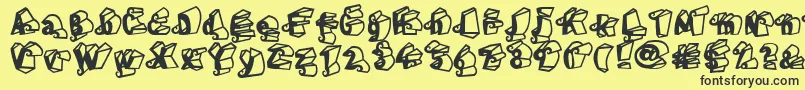 LinotypeHenriDimensions-Schriftart – Schwarze Schriften auf gelbem Hintergrund