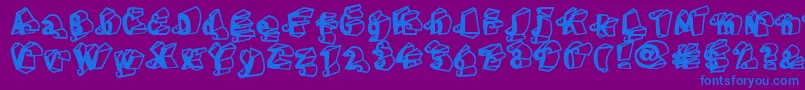 フォントLinotypeHenriDimensions – 紫色の背景に青い文字