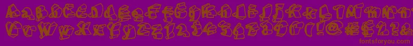 LinotypeHenriDimensions-fontti – ruskeat fontit violetilla taustalla