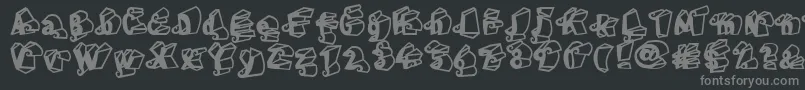 LinotypeHenriDimensions-fontti – harmaat kirjasimet mustalla taustalla