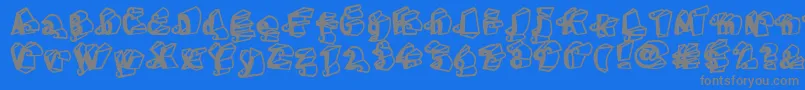 LinotypeHenriDimensions-fontti – harmaat kirjasimet sinisellä taustalla