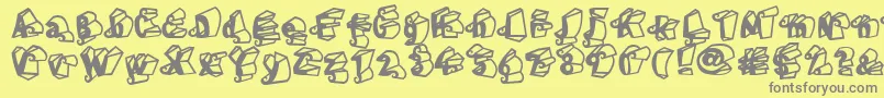 LinotypeHenriDimensions-fontti – harmaat kirjasimet keltaisella taustalla