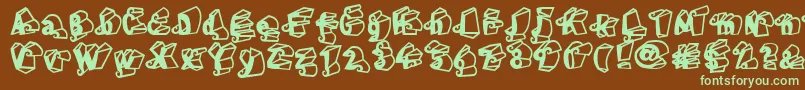 LinotypeHenriDimensions-Schriftart – Grüne Schriften auf braunem Hintergrund