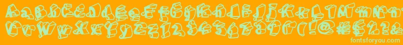 Czcionka LinotypeHenriDimensions – zielone czcionki na pomarańczowym tle