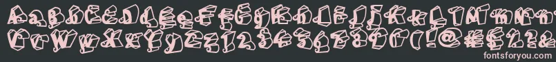 LinotypeHenriDimensions-fontti – vaaleanpunaiset fontit mustalla taustalla