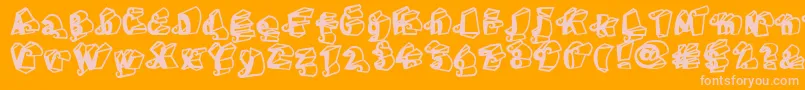 Fonte LinotypeHenriDimensions – fontes rosa em um fundo laranja