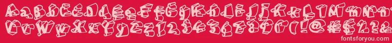 LinotypeHenriDimensions-fontti – vaaleanpunaiset fontit punaisella taustalla