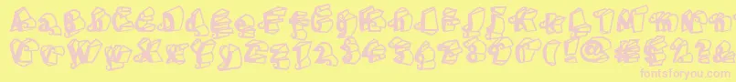 Czcionka LinotypeHenriDimensions – różowe czcionki na żółtym tle