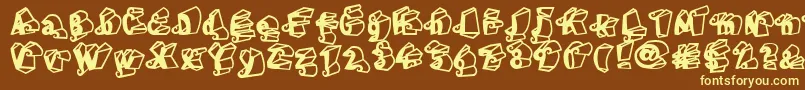Czcionka LinotypeHenriDimensions – żółte czcionki na brązowym tle