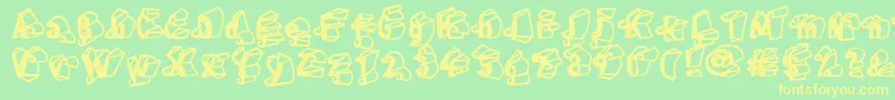 Fonte LinotypeHenriDimensions – fontes amarelas em um fundo verde