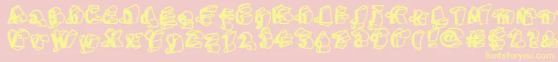 フォントLinotypeHenriDimensions – 黄色のフォント、ピンクの背景