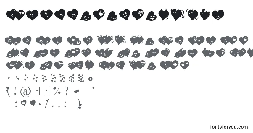 Czcionka Fluffyheartsding – alfabet, cyfry, specjalne znaki