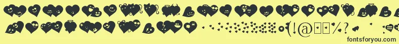 Fluffyheartsding Font – Black Fonts on Yellow Background