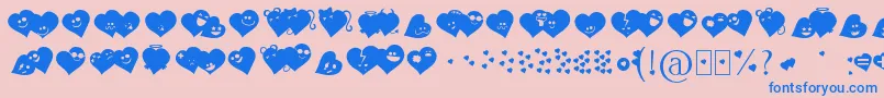 Fluffyheartsding Font – Blue Fonts on Pink Background