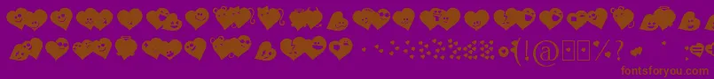 Fluffyheartsding Font – Brown Fonts on Purple Background