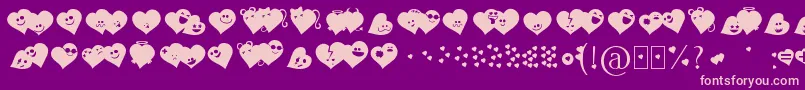 フォントFluffyheartsding – 紫の背景にピンクのフォント