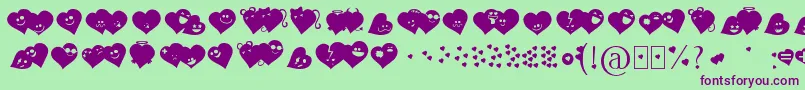 Fluffyheartsding Font – Purple Fonts on Green Background