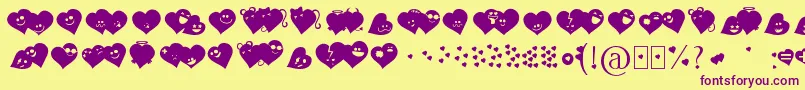 Fluffyheartsding Font – Purple Fonts on Yellow Background