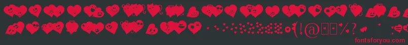 Fluffyheartsding Font – Red Fonts on Black Background