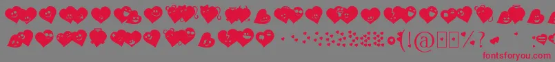 フォントFluffyheartsding – 赤い文字の灰色の背景