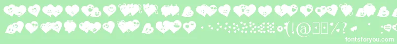 Fluffyheartsding Font – White Fonts on Green Background