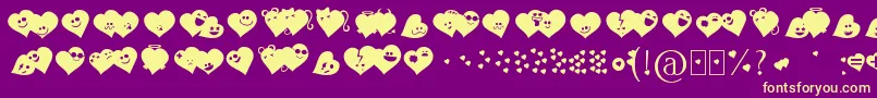 Lisätietoja Fluffyheartsding-fontista Fluffyheartsding-fontti – keltaiset fontit violetilla taustalla