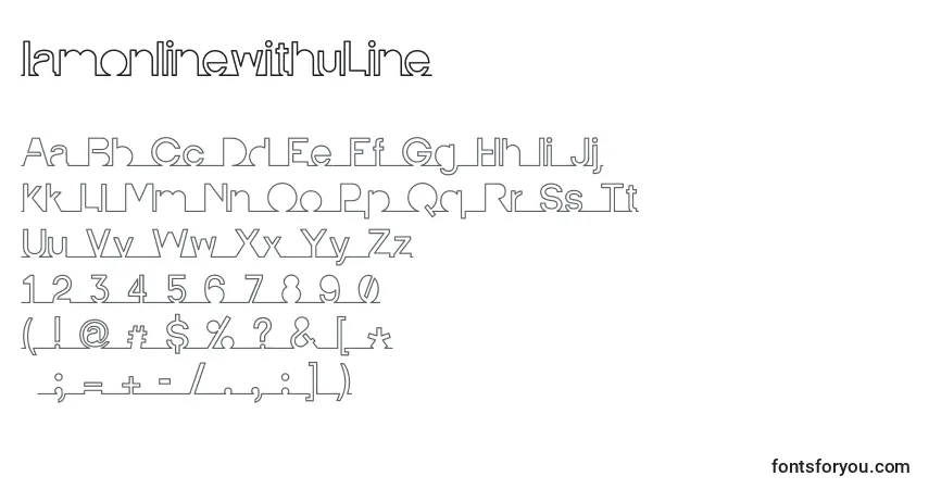 A fonte IamonlinewithuLine – alfabeto, números, caracteres especiais