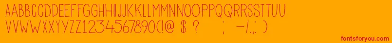 Fonte DkPisang – fontes vermelhas em um fundo laranja
