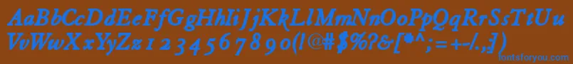 Tiascoosssk Font – Blue Fonts on Brown Background