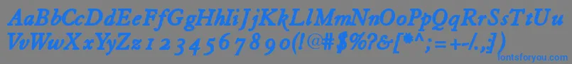 フォントTiascoosssk – 灰色の背景に青い文字