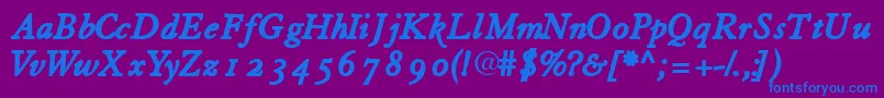 Tiascoosssk Font – Blue Fonts on Purple Background