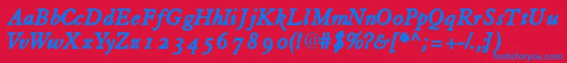 Tiascoosssk Font – Blue Fonts on Red Background