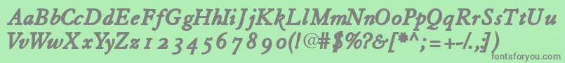 フォントTiascoosssk – 緑の背景に灰色の文字