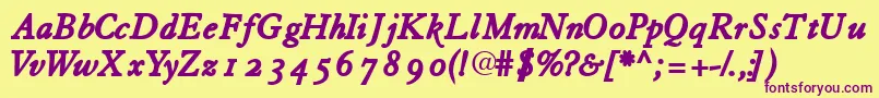 Tiascoosssk Font – Purple Fonts on Yellow Background