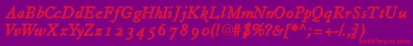 Tiascoosssk Font – Red Fonts on Purple Background