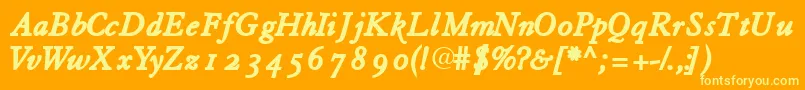 Tiascoosssk Font – Yellow Fonts on Orange Background