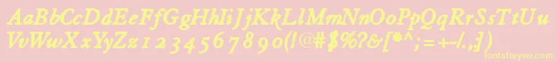 Tiascoosssk Font – Yellow Fonts on Pink Background