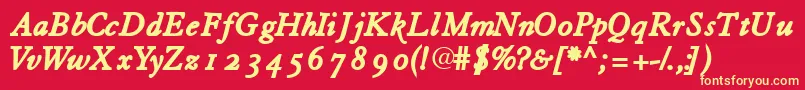 Tiascoosssk Font – Yellow Fonts on Red Background