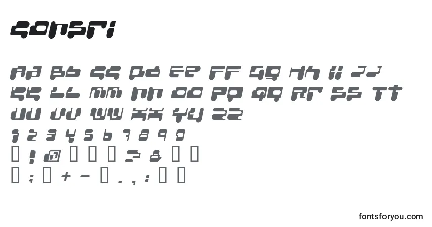 Шрифт Consri – алфавит, цифры, специальные символы