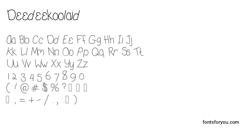 Schriftart Deedeekoolaid – Alphabet, Zahlen, spezielle Symbole