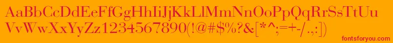 BodoniNormal-Schriftart – Rote Schriften auf orangefarbenem Hintergrund