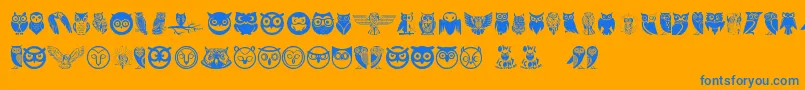 Owl-Schriftart – Blaue Schriften auf orangefarbenem Hintergrund