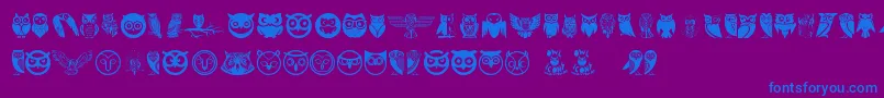 Owl Font – Blue Fonts on Purple Background