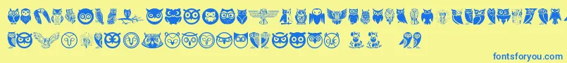 Owl Font – Blue Fonts on Yellow Background