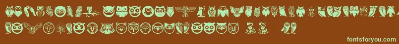 Owl-Schriftart – Grüne Schriften auf braunem Hintergrund