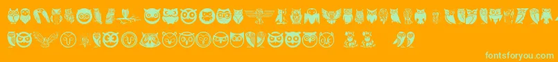 Owl-Schriftart – Grüne Schriften auf orangefarbenem Hintergrund